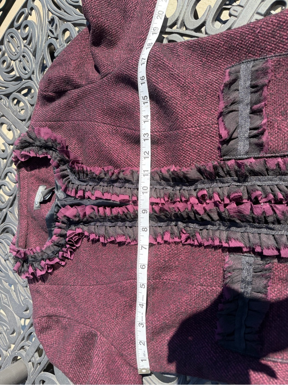 Spense Plum Ruffle-Trimmed Tweed Jacket - Picture 4 of 4